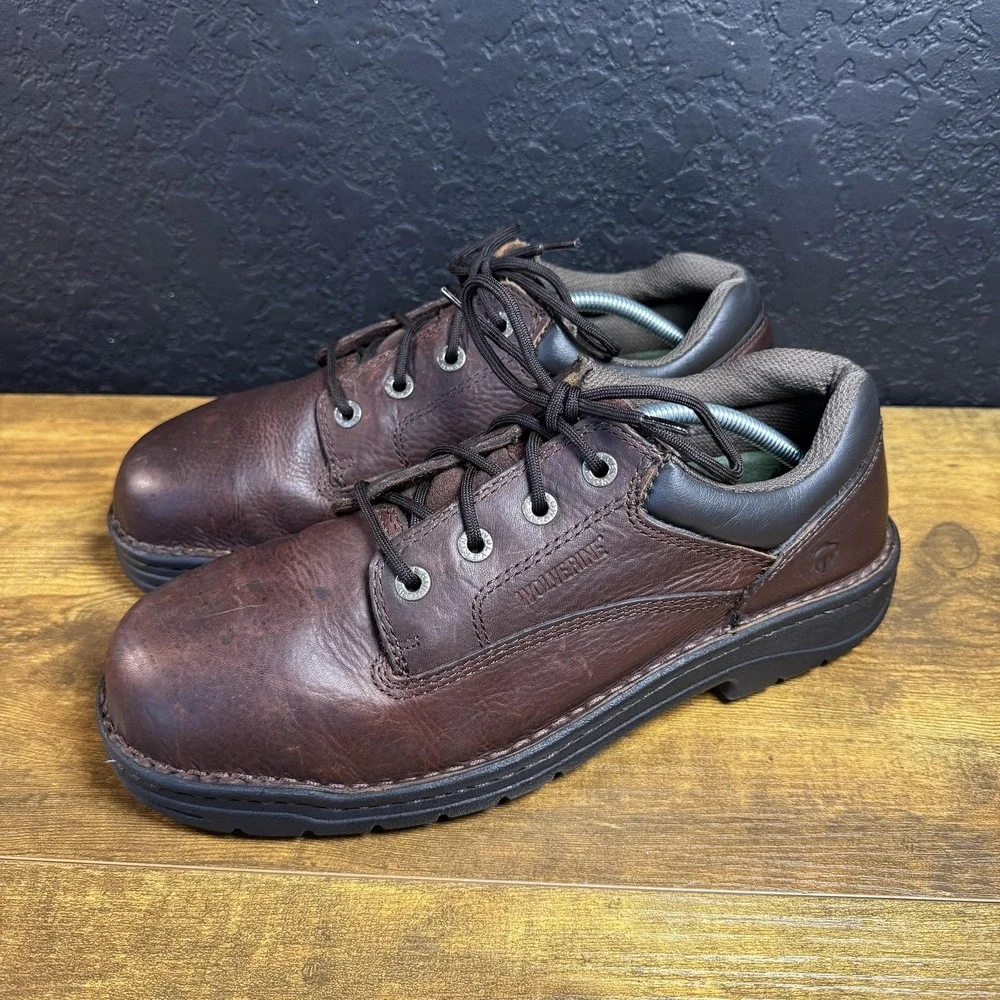 Wolverine DuraShocks W04373 Brown Leather Work Shoes Mens 11.5 M